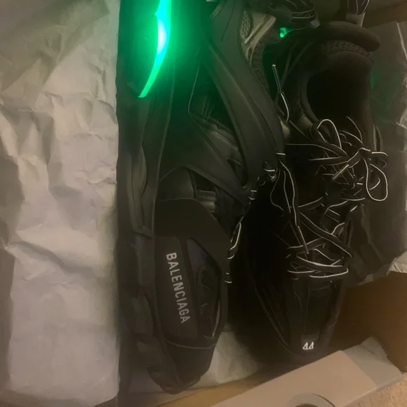 Balenciaga Black Sneakers with Green LED Accent